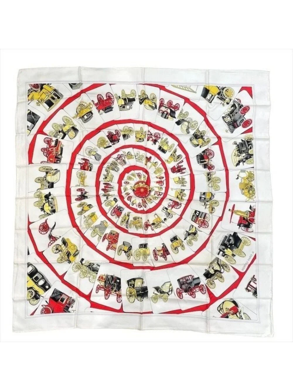 Hermes Carre 90 Large Scarf Shawl Silk Soie White